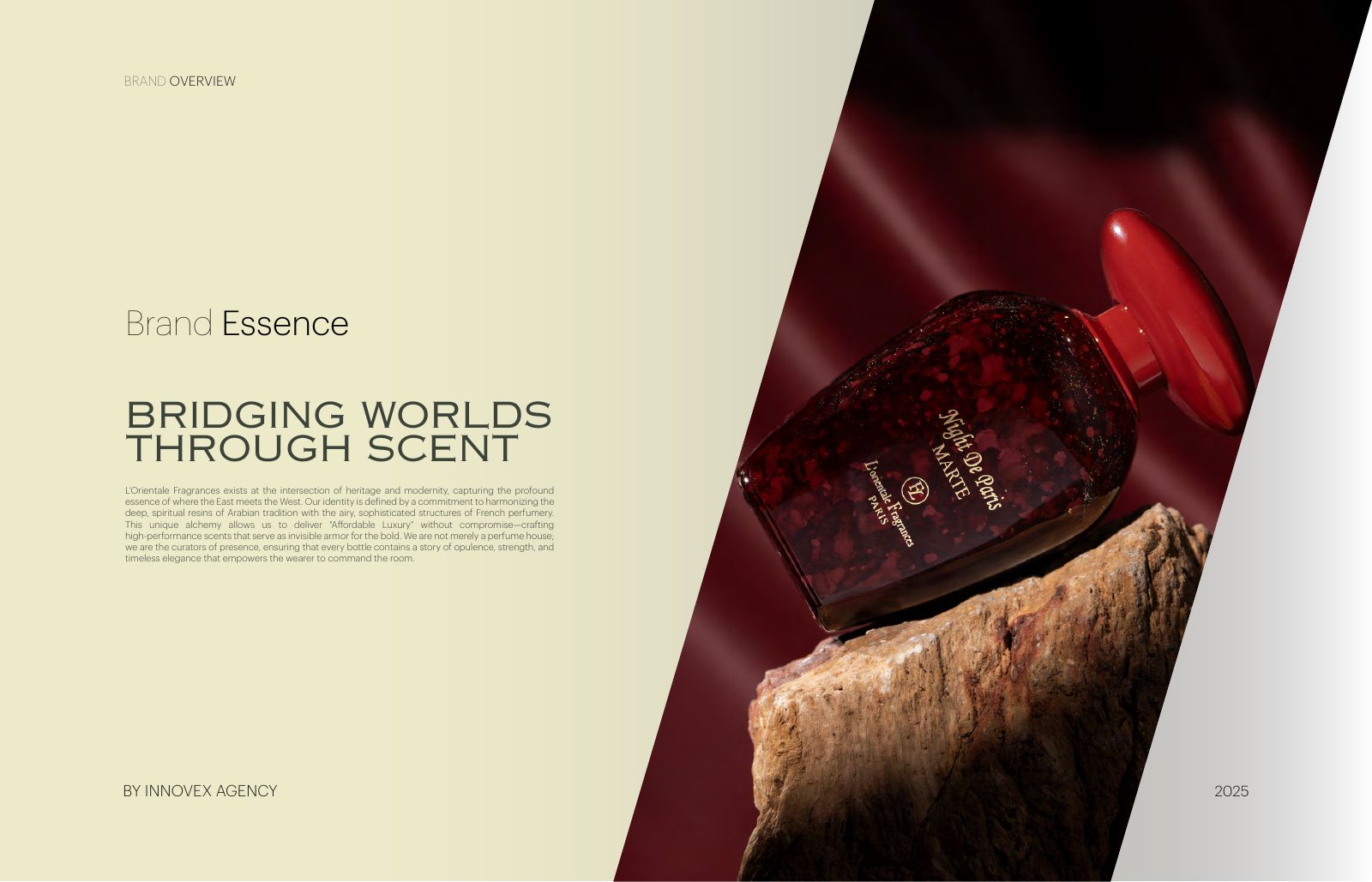 L'Orientale — fragrance brand identity visual by Innovex