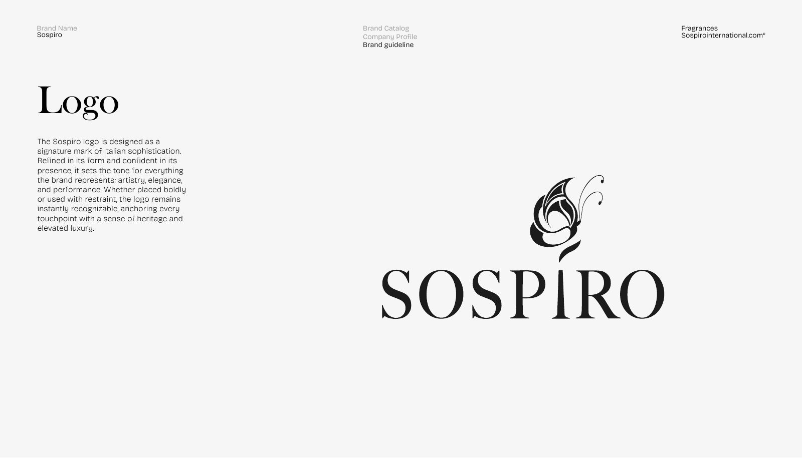 Sospiro — fragrance brand identity visual by Innovex