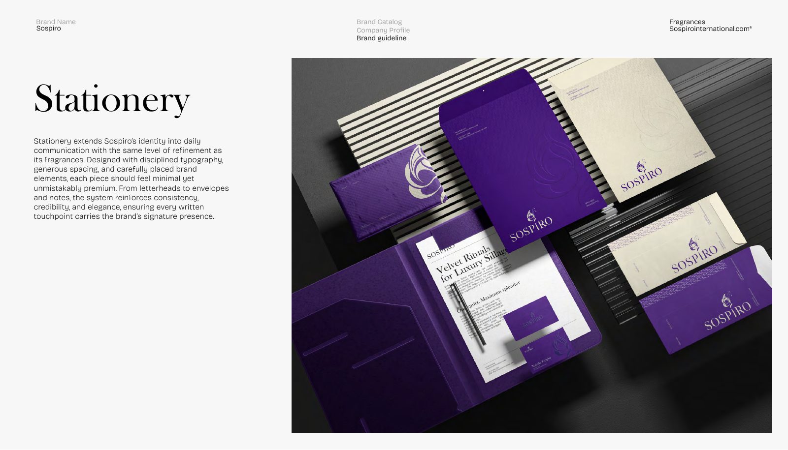 Sospiro — fragrance brand identity visual by Innovex