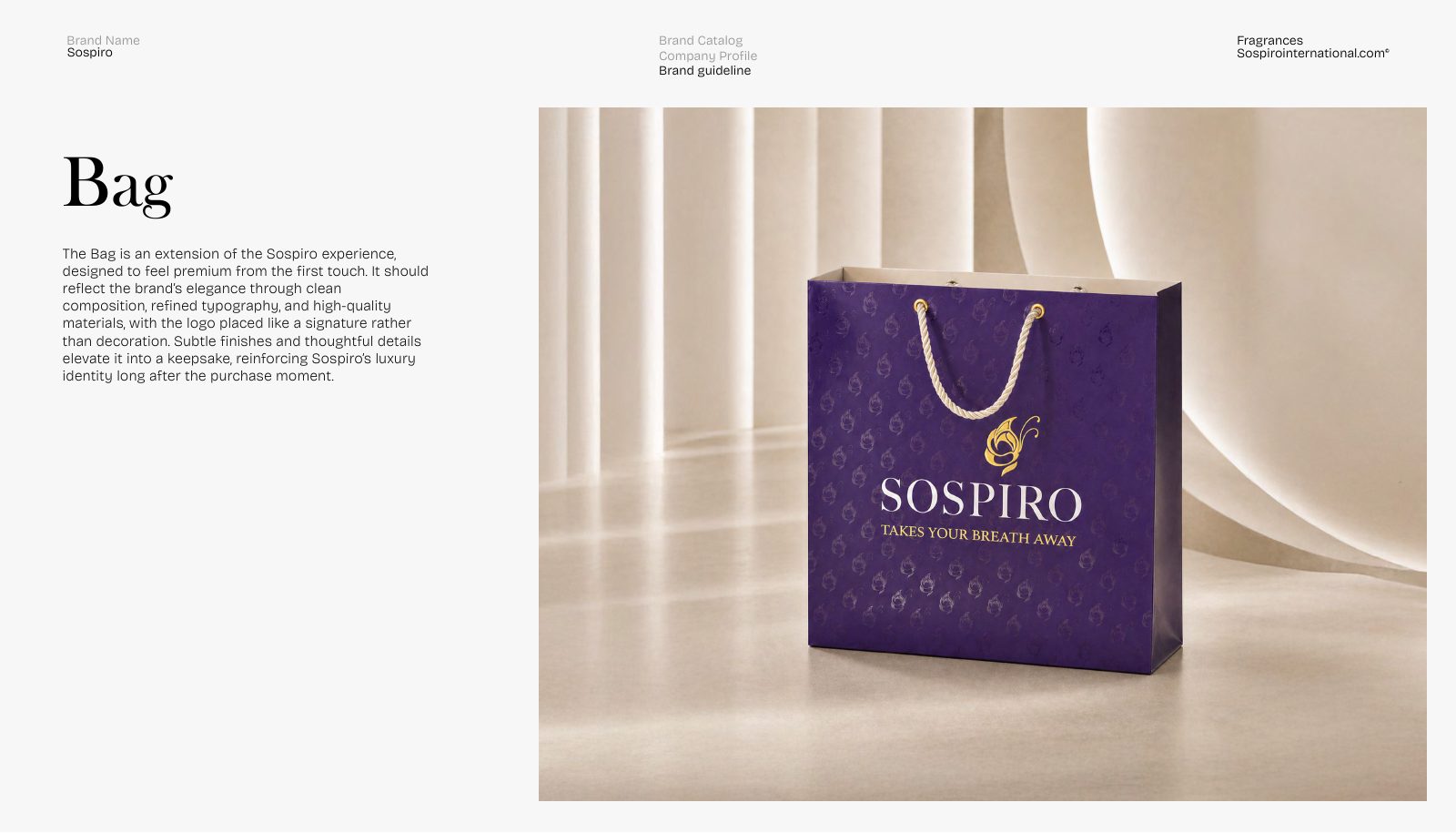 Sospiro — fragrance brand identity visual by Innovex