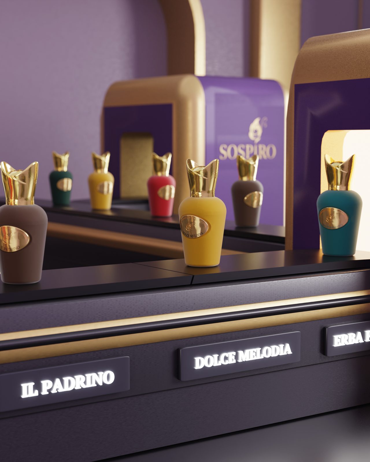 Sospiro — fragrance brand identity moodboard by Innovex